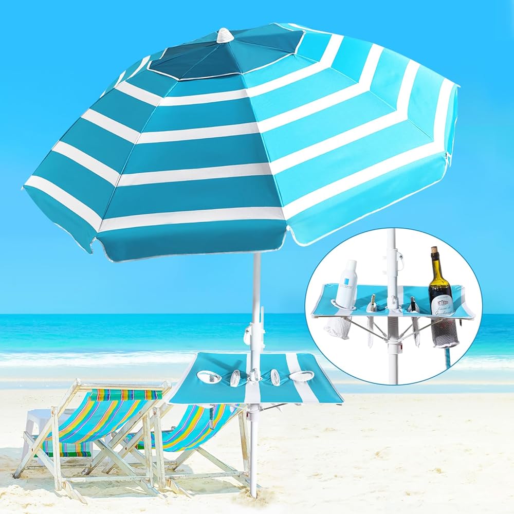 Sombrilla de playa portátil y resistente al viento para protección solar